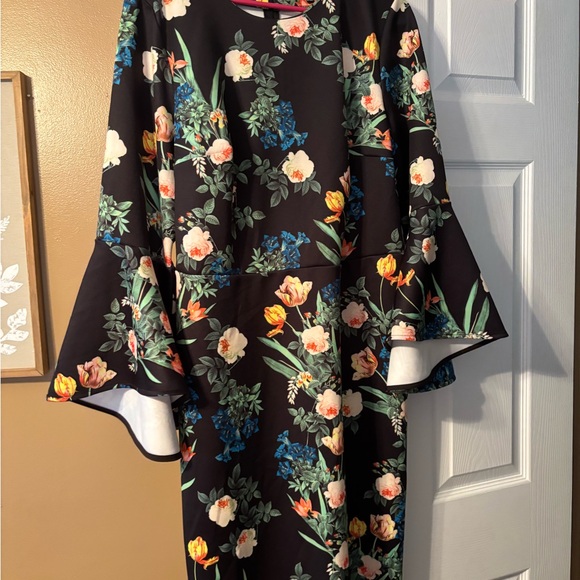 Eloquii Black Floral Dress Size 14 - Picture 1 of 9